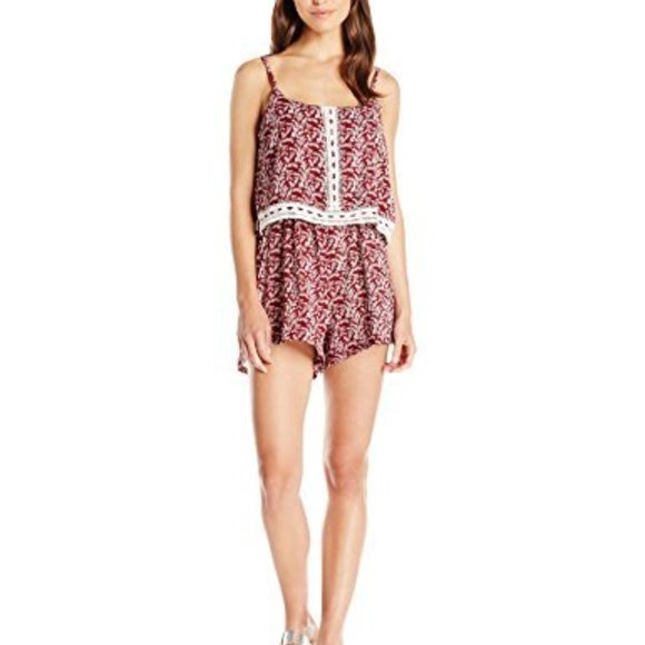 NWT RAGA Wild Love Crochet Trim Romper - Picture 1 of 6
